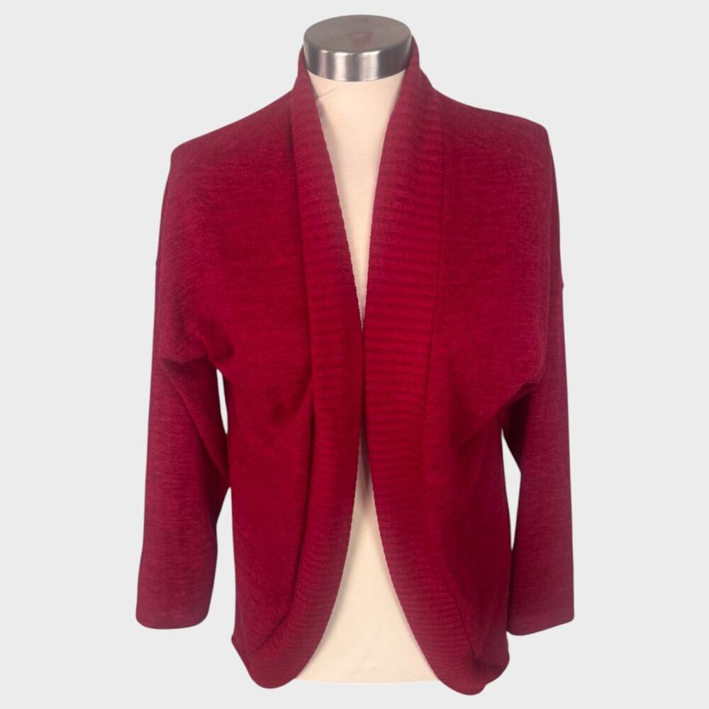 Chris & Carol Large Solid Red Open Cardigan Sweater Polyester Blend NEW NWT
